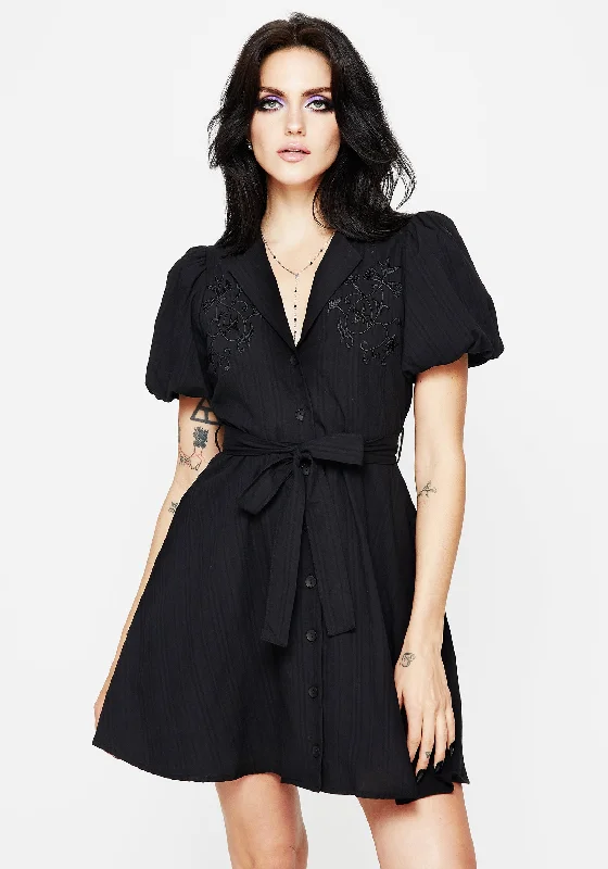 Herbalist Embroidered Mini Shirt Dress Tunics Prom sequined