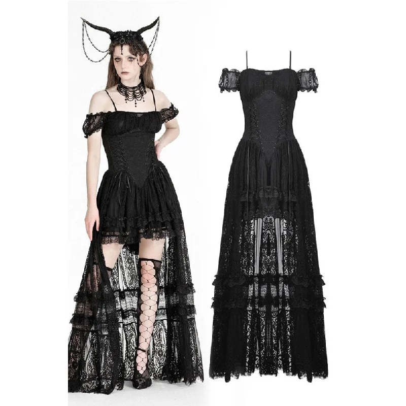 Women's Gothic Off-the-shoulder High/Low Prom Slip Dress Tunics Handmade artisanal