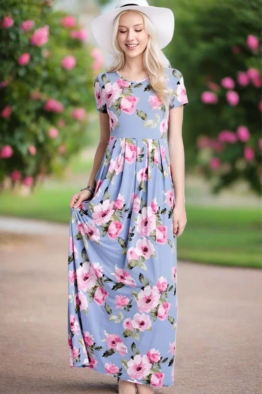 12PM by Mon Ami Floral Maxi Dress - Blue