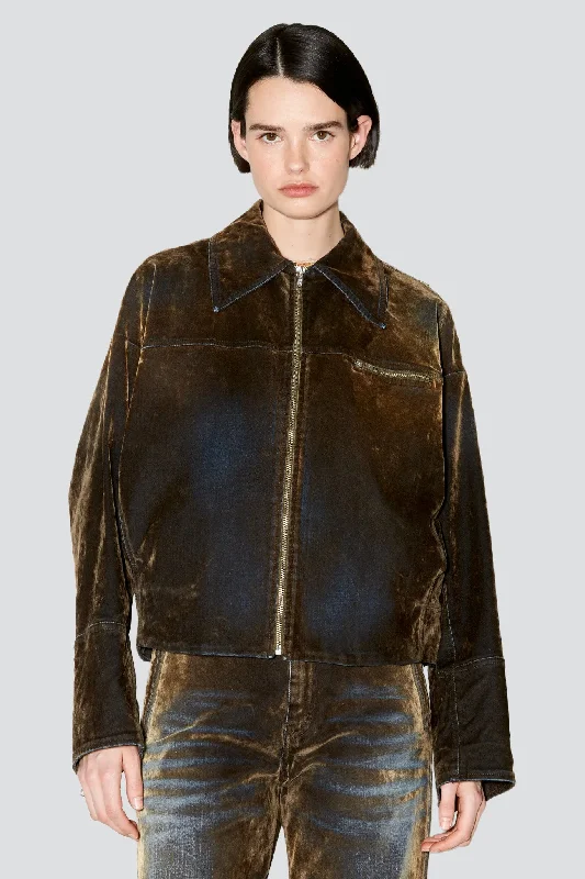 Brown Macfly Velvet Denim Jacket