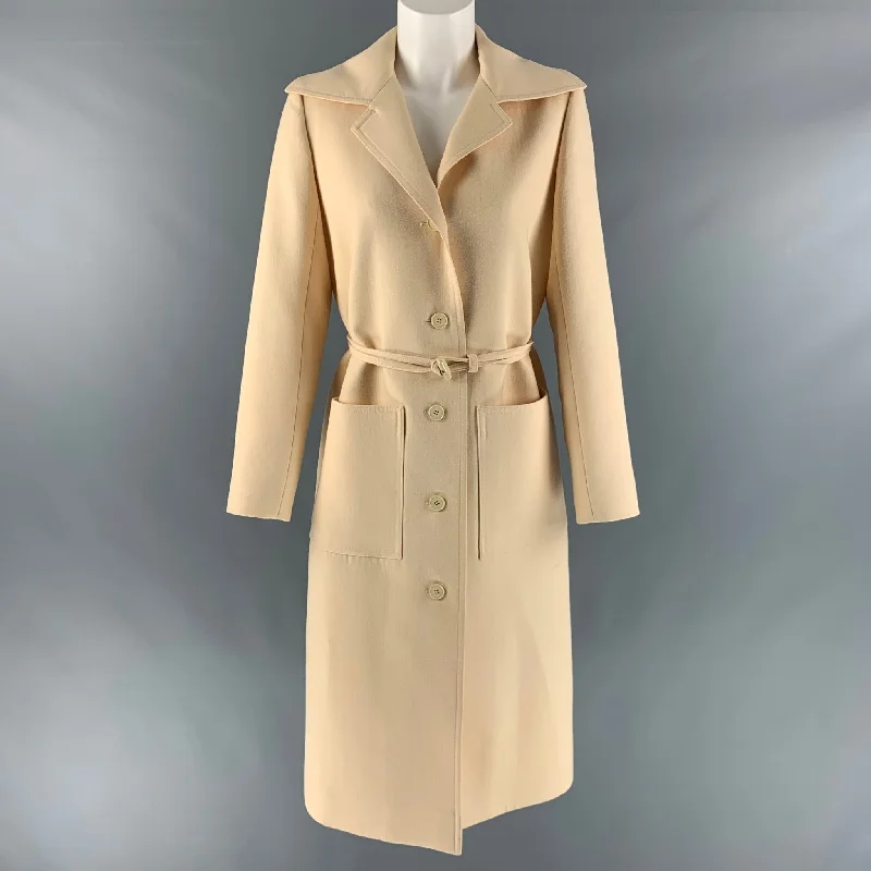 GIVENCHY Nouvelle Boutique by HUBERT Size M Cream Twill Belted Coat