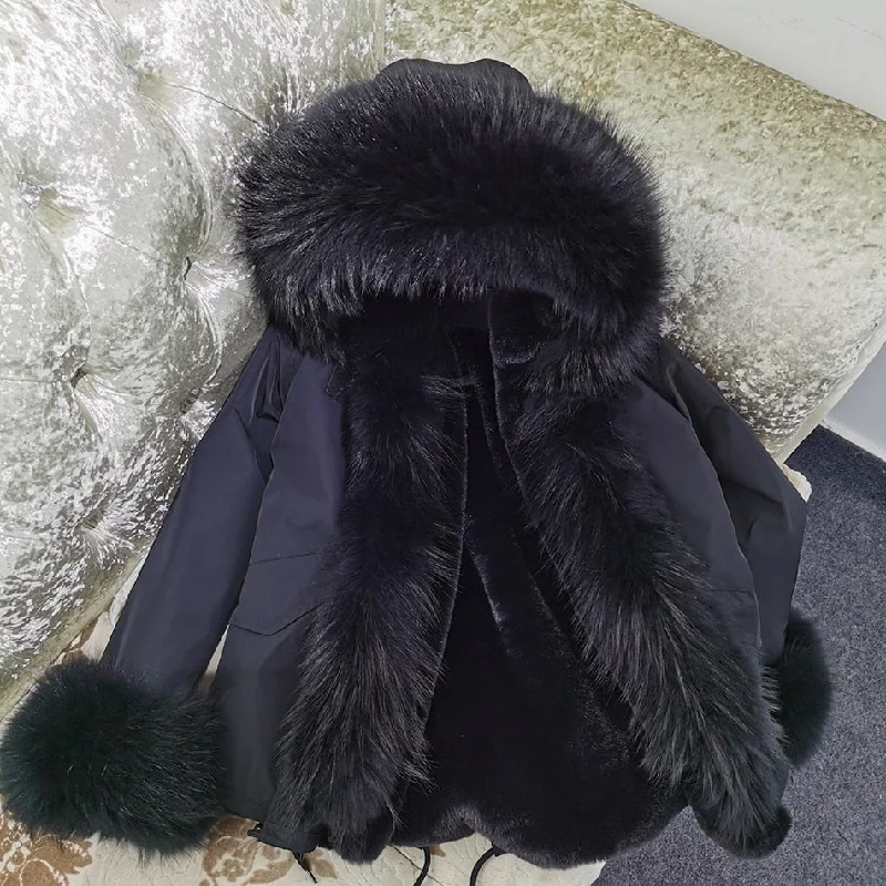 Women's Thick Warm Winter Style Long Sleeves and Synthetic Fur Lining Jacket