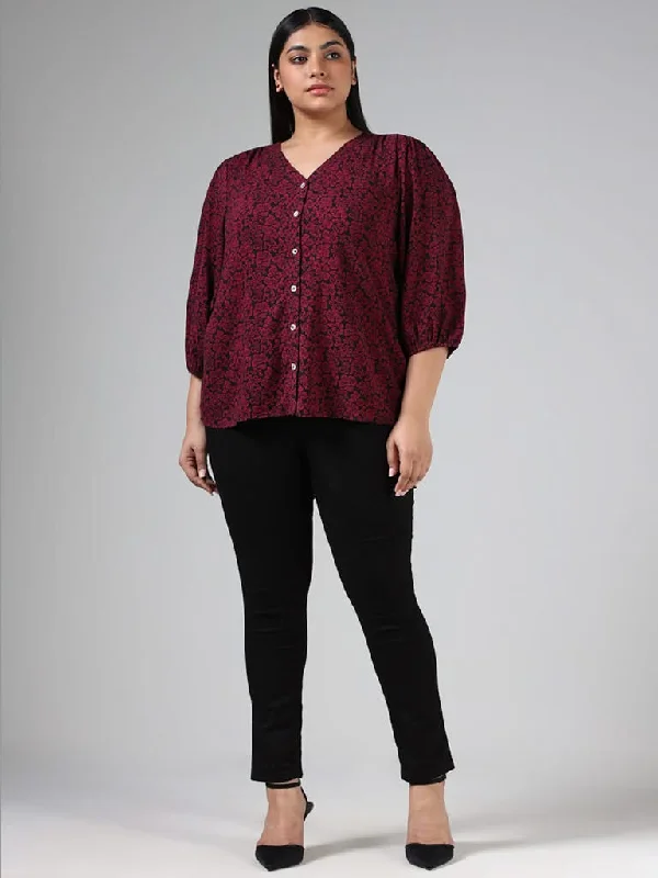 Gia Maroon Floral Printed Blouse