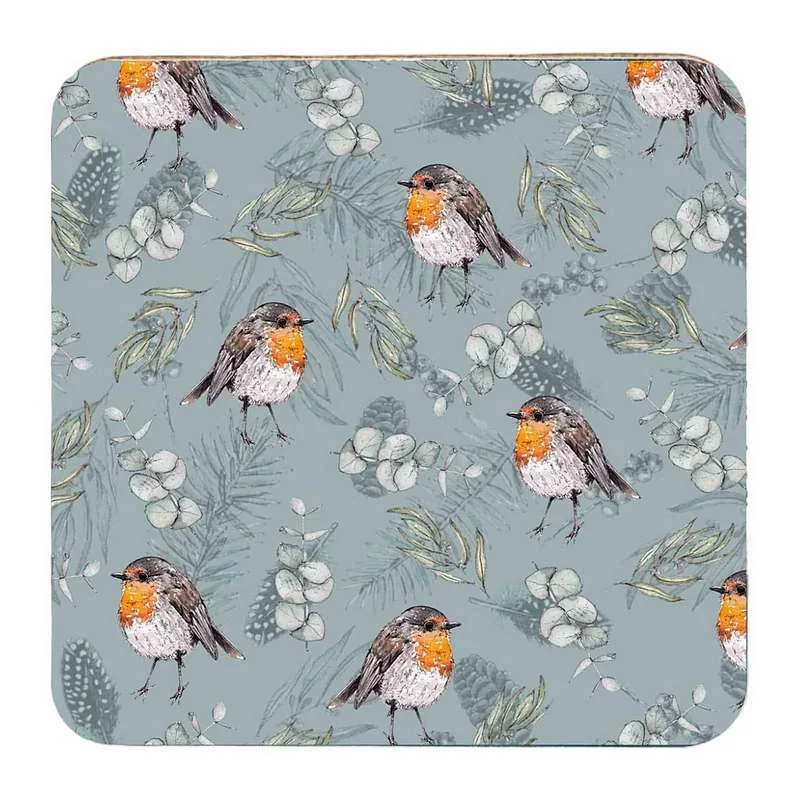 Robin & Eucalyptus Blue Coasters Set of 4